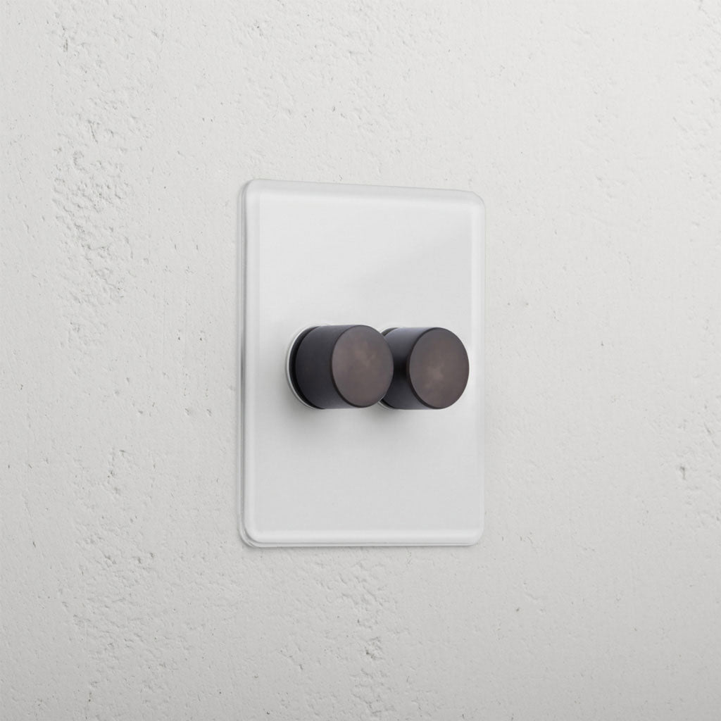 Clear Bronze Slimline 2 Gang 2 Way Dimmer Light Switch