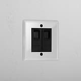 Clear 2x Cat6 Luxury Socket Black