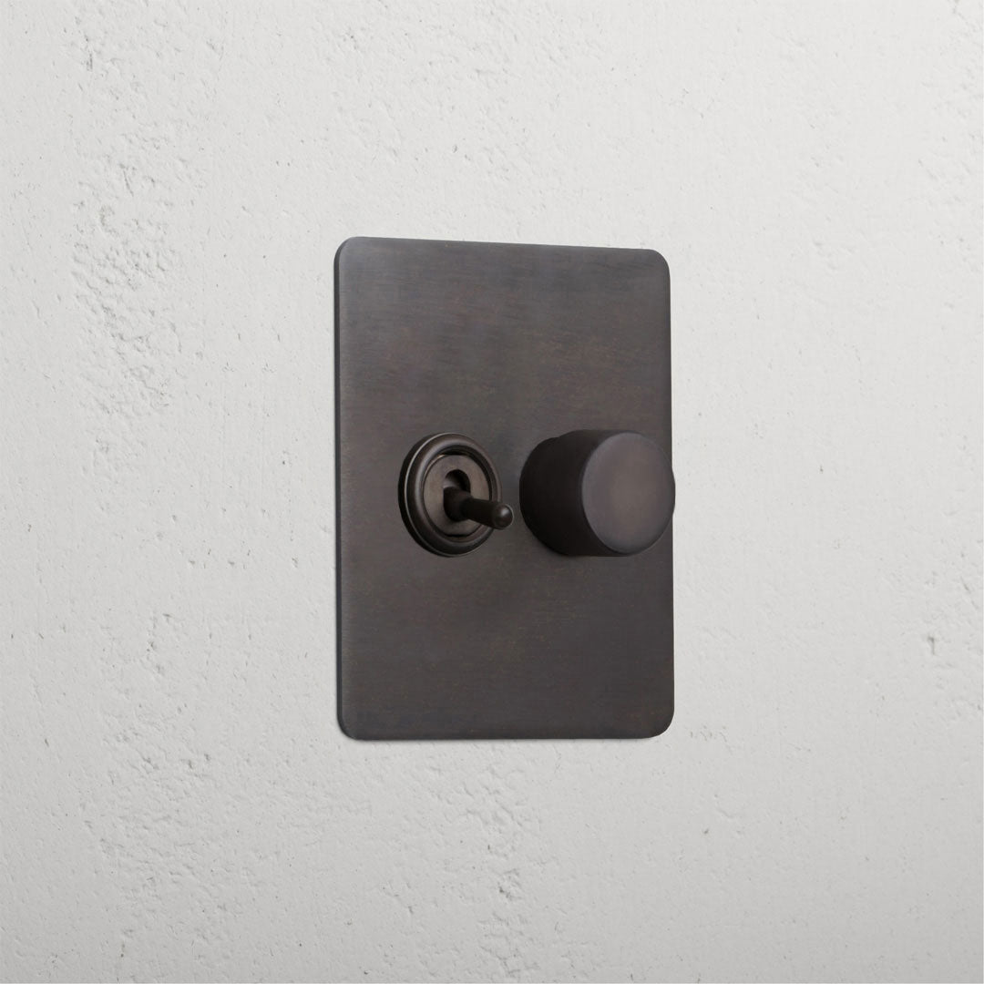 Bronze Elegant 2 Gang Mixed Light Switch