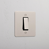1G Double Pole Rocker Switch - Polished Nickel Black