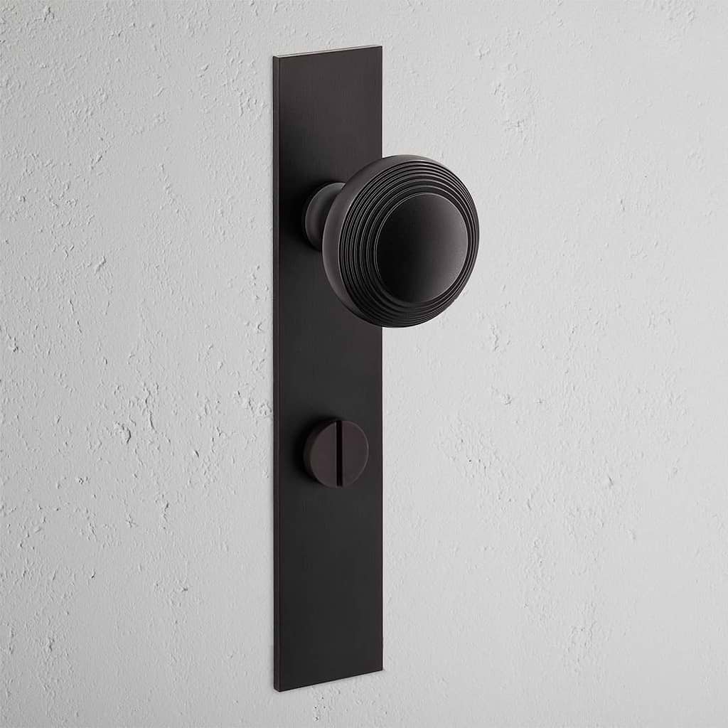 Poplar Long Plate Sprung Door Knob & Thumbturn – Bronze  
