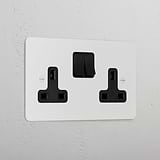 Double Socket UK _ Paintable Black
