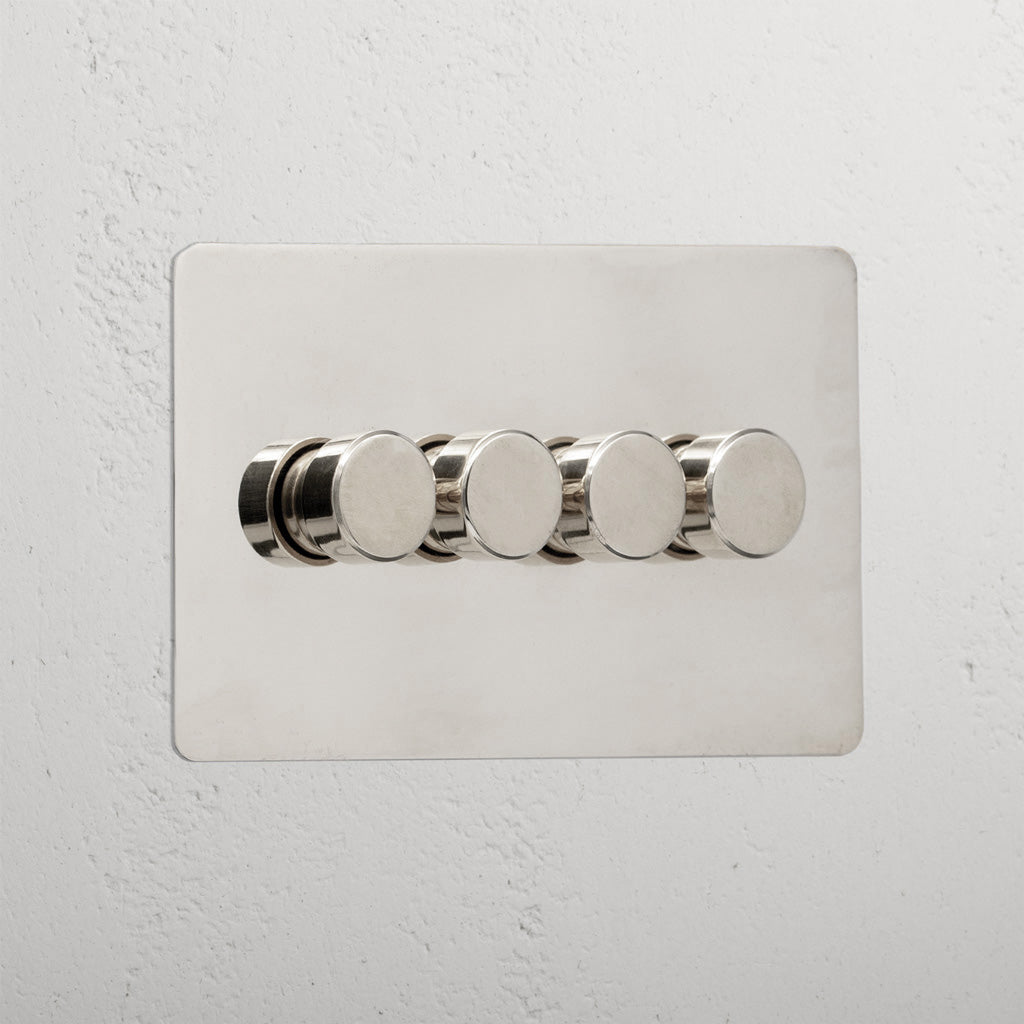 Premium Polished Nickel 4 Gang 2 Way Dimmer Light Switch