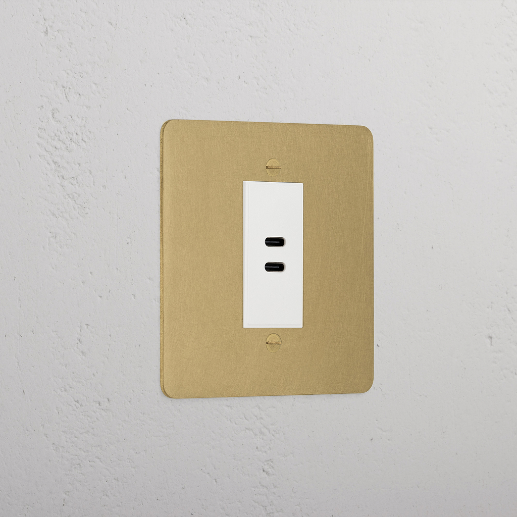 Designer Antique Brass Usb C+C Socket White