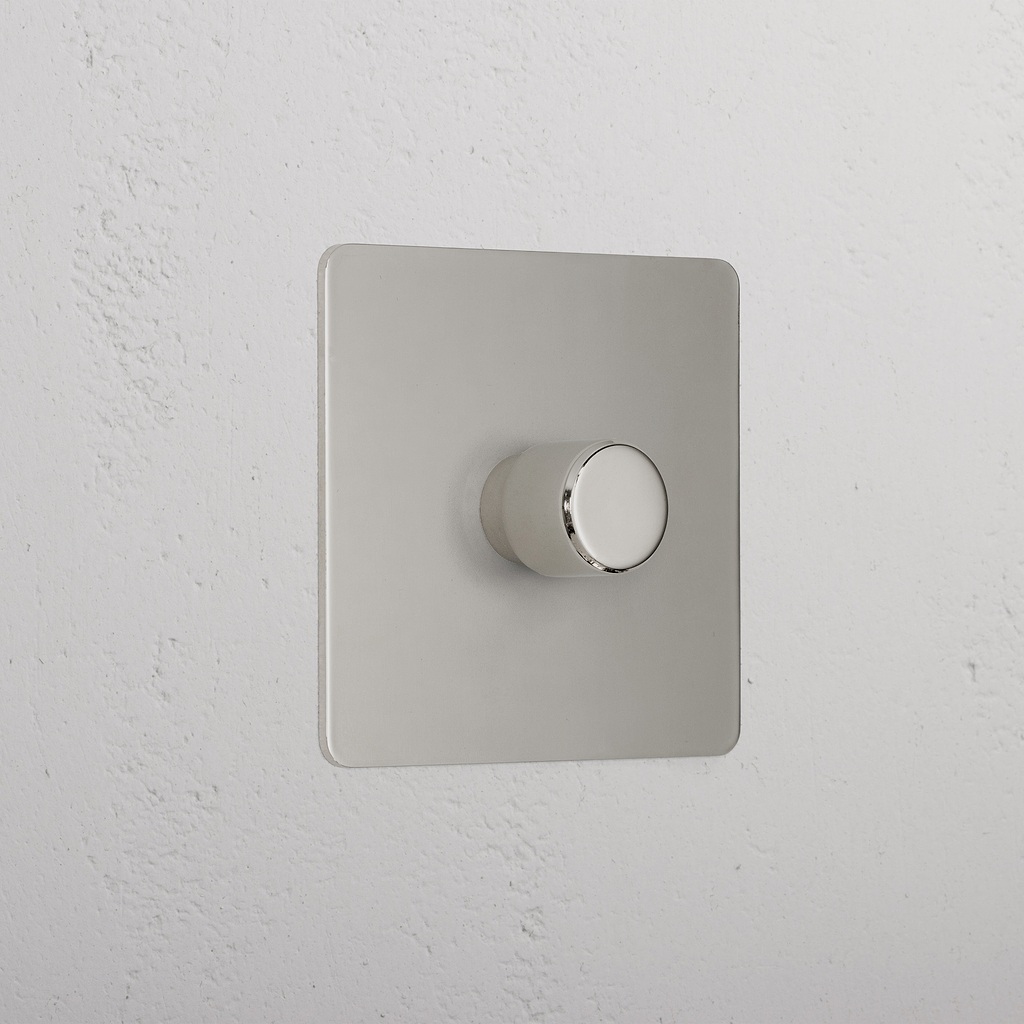 1G Digital Dimmer Switch in polished nickel finish against a white background.