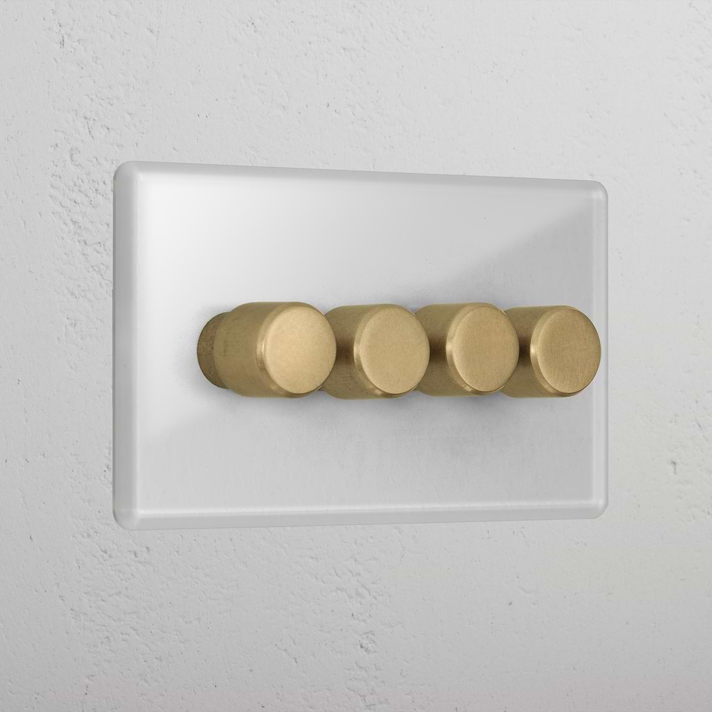 Clear Antique Brass 4 Gang 2 Way Dimmer Elegant Light Switch