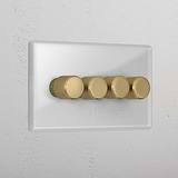 Clear Antique Brass 4 Gang 2 Way Dimmer Elegant Light Switch