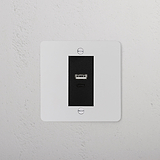 USB A+C Socket - Paintable Black, 1G wall-mounted socket, featuring a paintable finish for seamless decor integration.