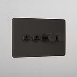 Bronze 4 Gang Mixed Luxury Light Switch