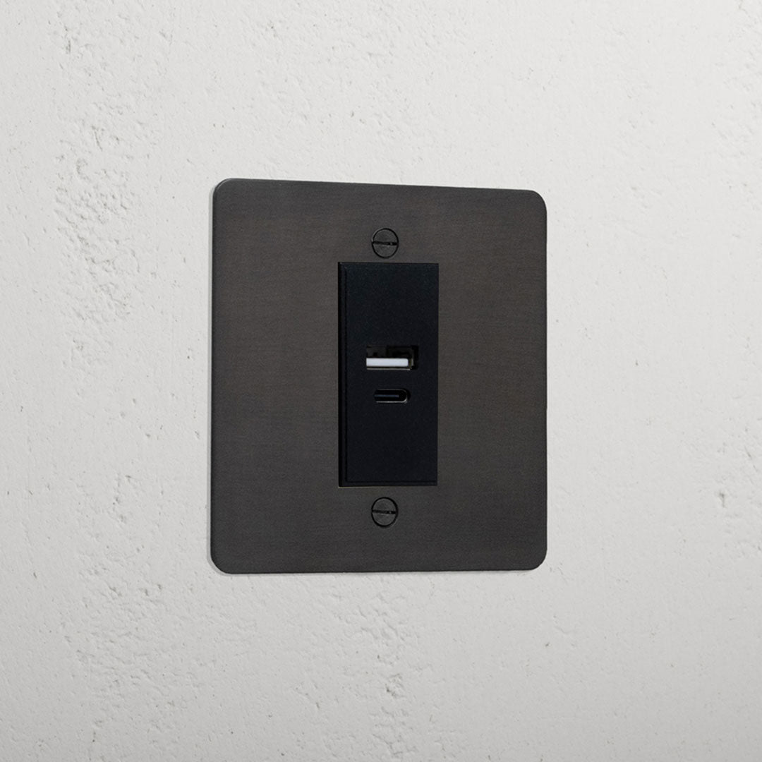 Bronze Designer Usb A+C Socket Black