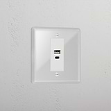 Clear Usb A+C Premium Socket White