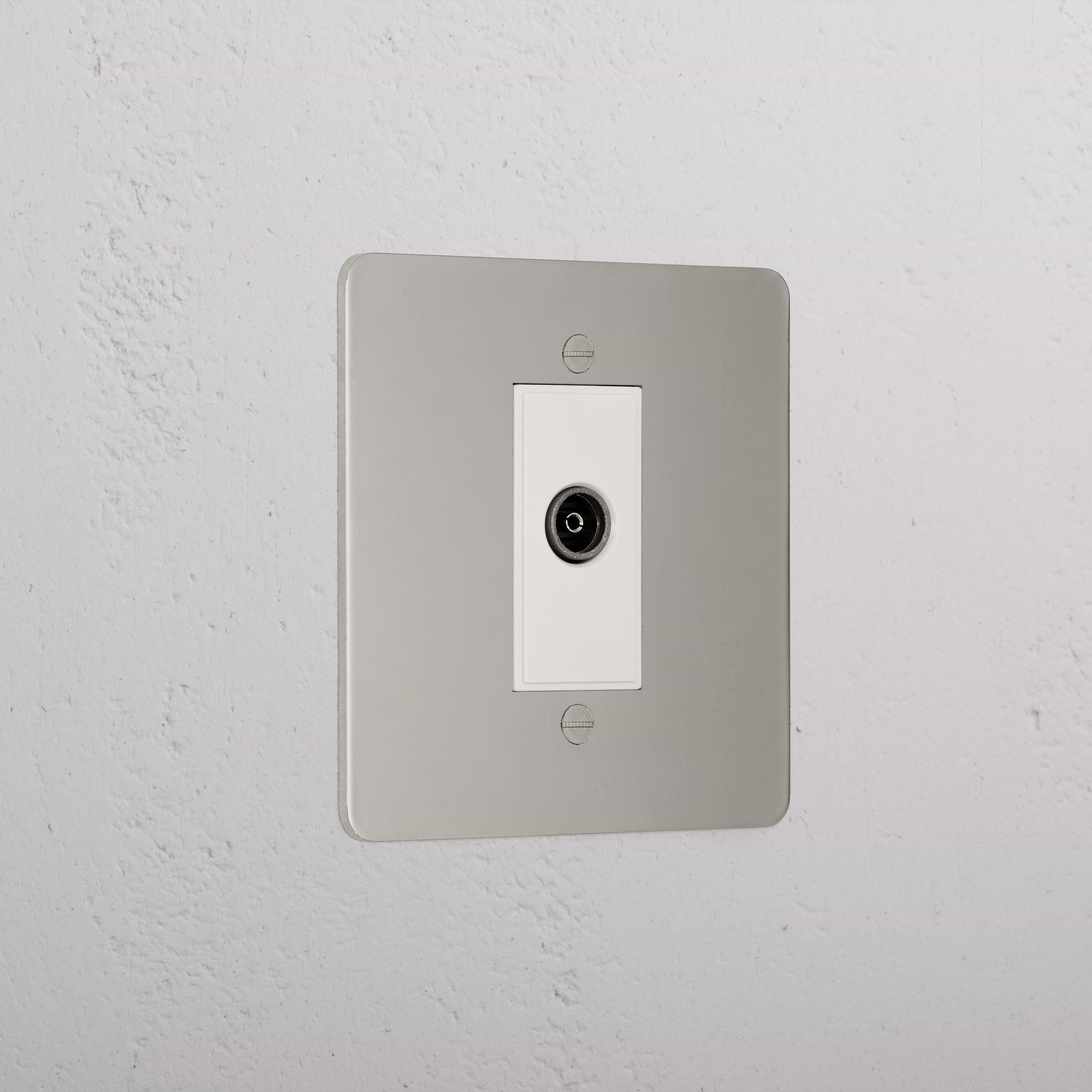 Premium Polished Nickel Tv Outlet Socket White