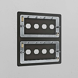 Bronze 8G switch plate made of brass, mounted on a white wall, intended for multiple switch configurations.