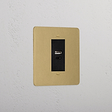 Luxury Antique Brass Usb A+C Socket Black