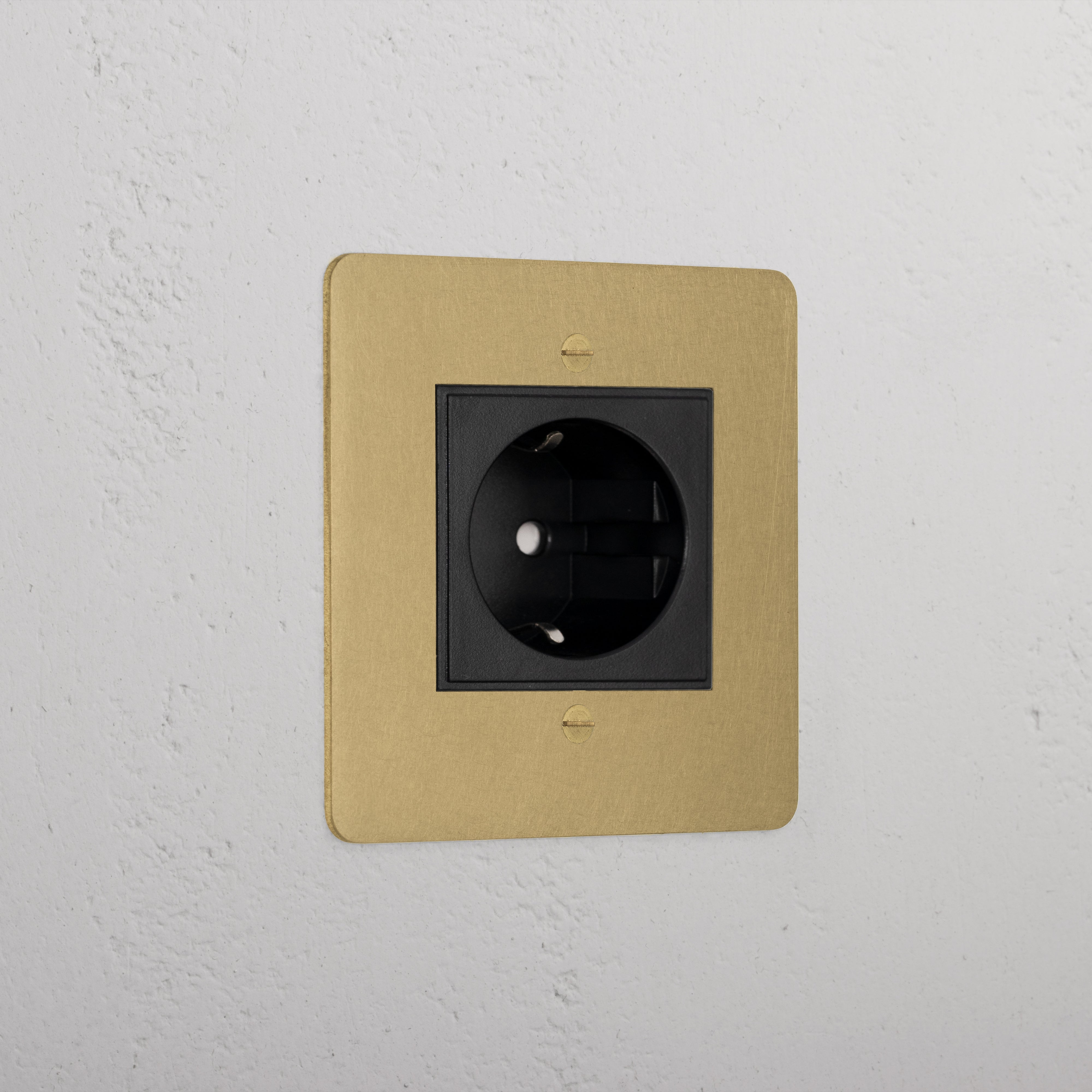 Premium Antique Brass Shuko Socket Black