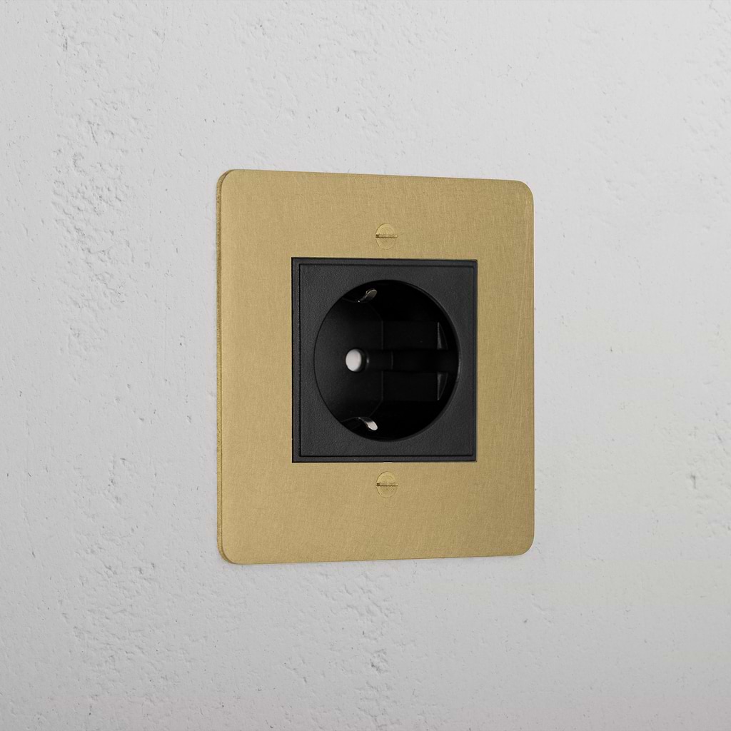 Premium Antique Brass Shuko Socket Black