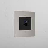 Luxury Polished Nickel Usb A+C Fast Charge Socket Black