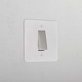 1G Retractive Rocker Switch _ Paintable Polished Nickel White