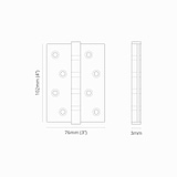 Saxon Steel Door Hinge Pair FR60 - Polished Nickel