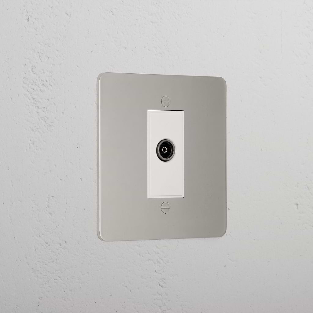 Premium Polished Nickel Tv Outlet Socket White
