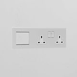 1G 50mm Module & Double Socket Uk Plate - Clear White