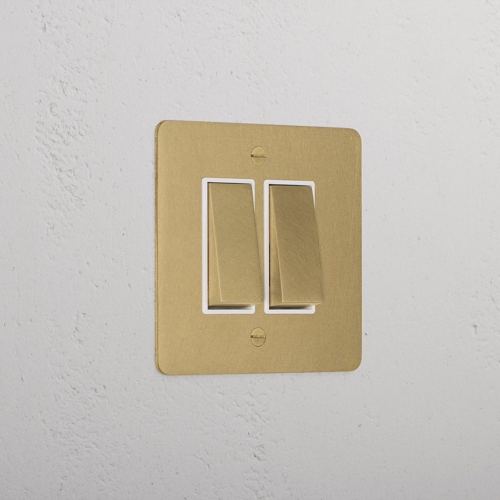 2G Two Way Rocker Switch - Antique Brass White