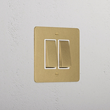 2G Two Way Rocker Switch - Antique Brass White