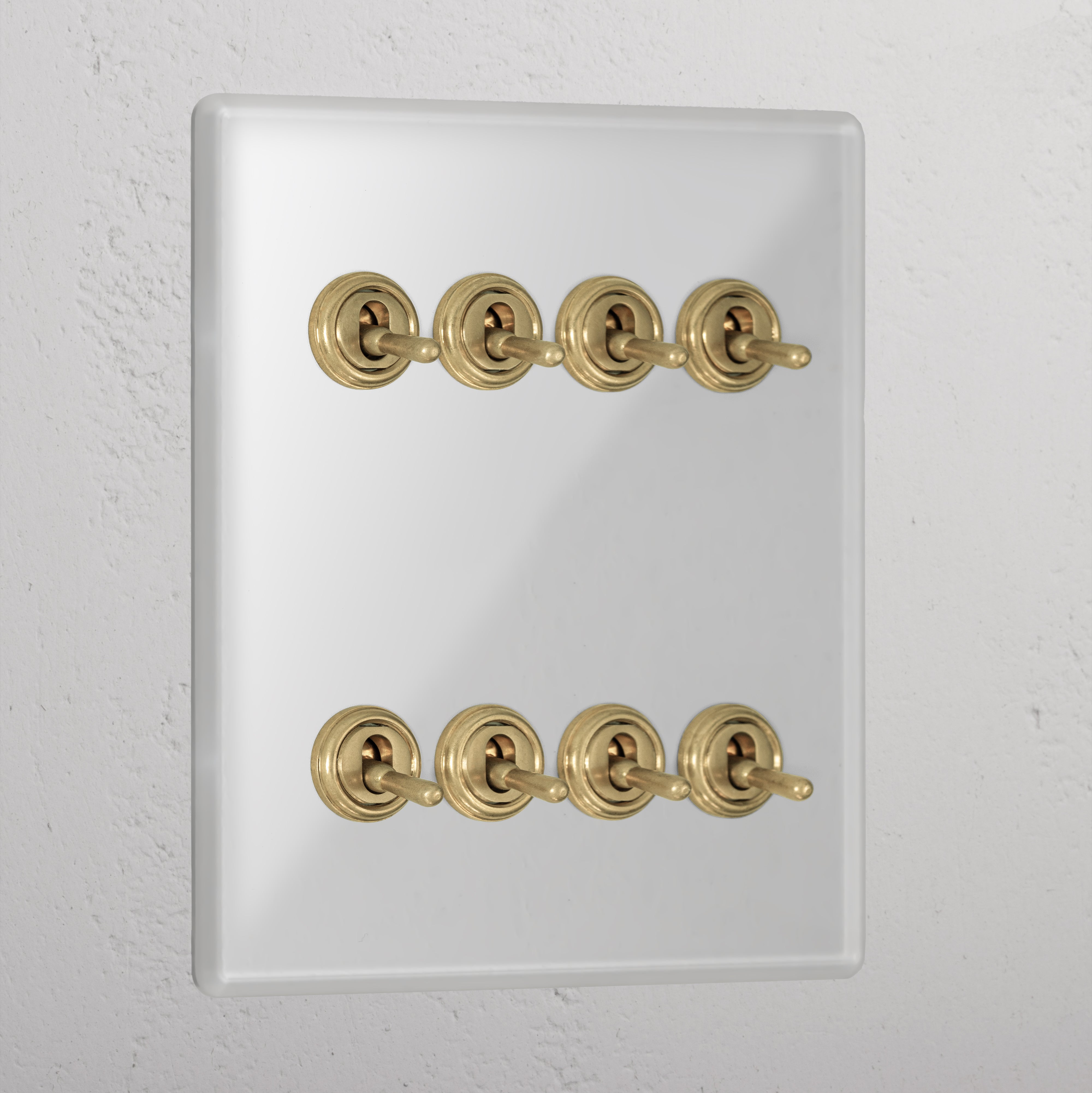 Clear Antique Brass 8 Gang 2 Way Luxury Toggle Light Switch