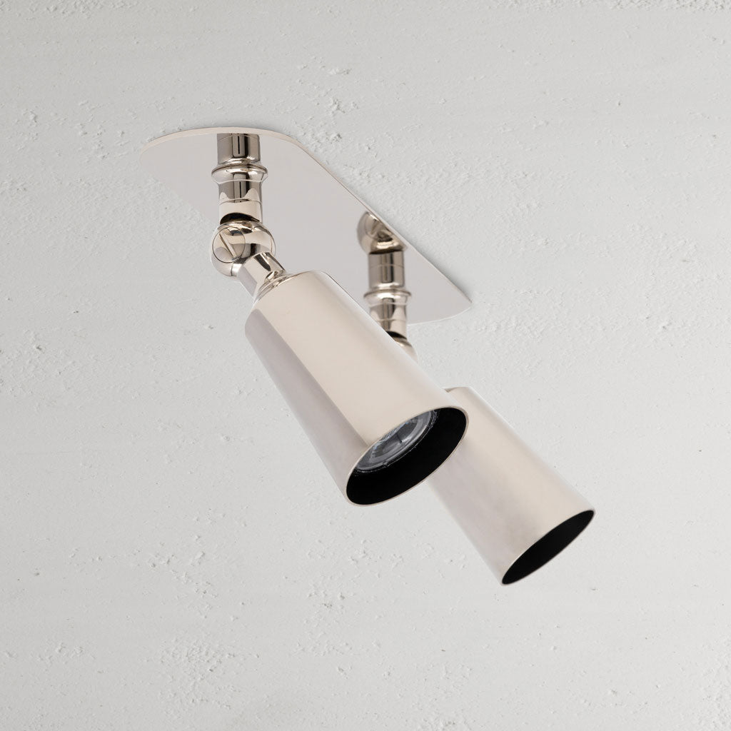 Polished Nickel Spotlights Double On White Background