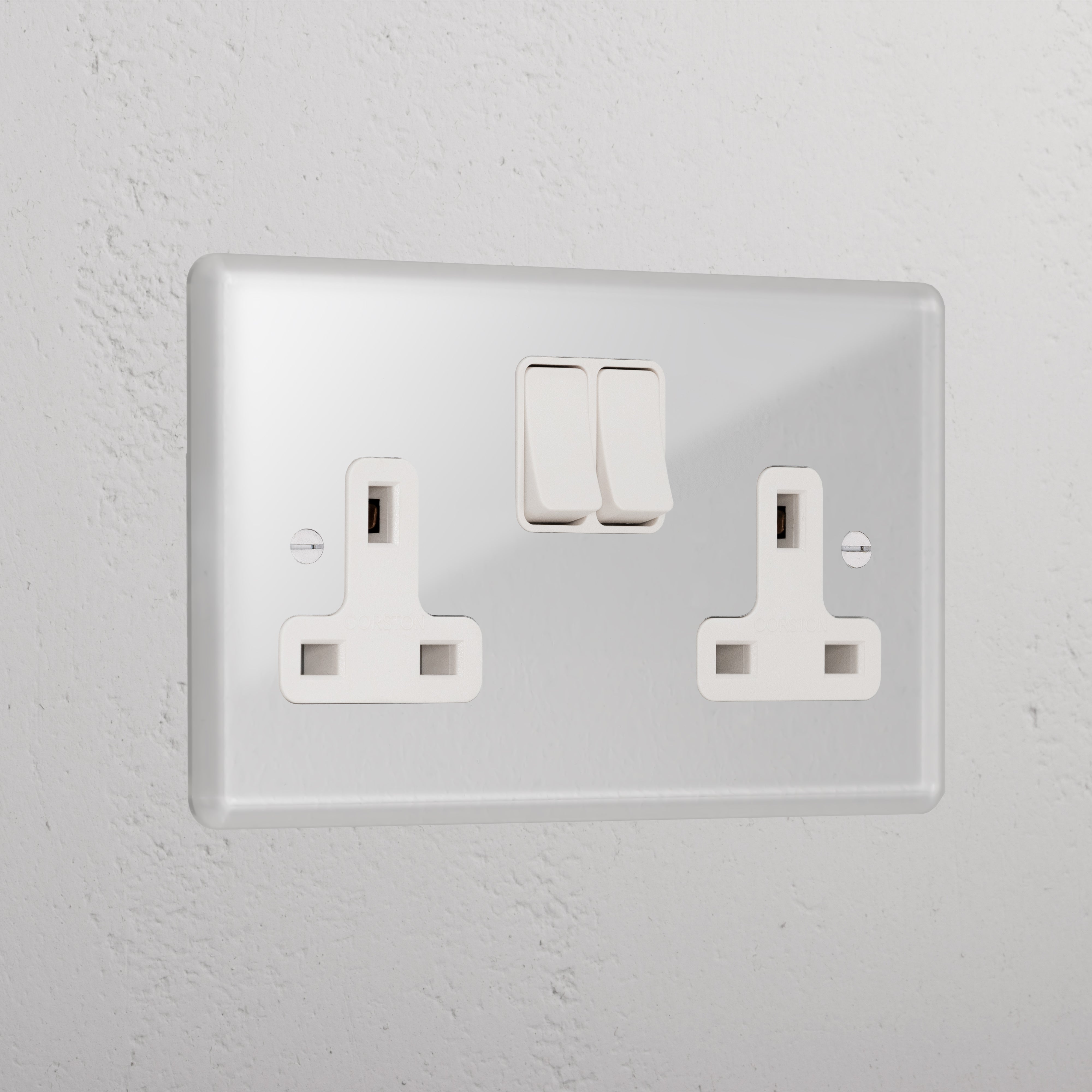 Clear Luxury Double Socket Uk White