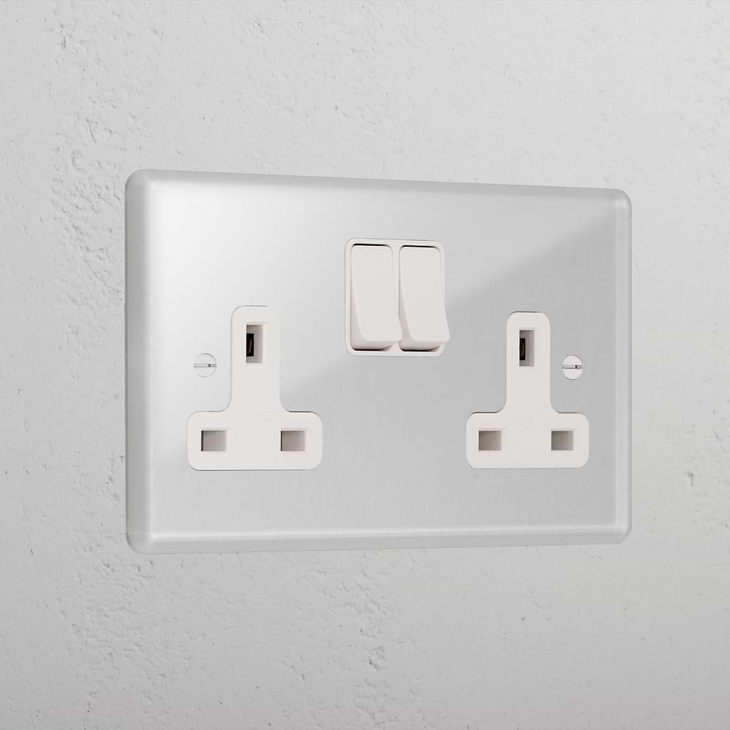 Clear Luxury Double Socket Uk White
