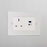 13A Socket + USB A+C Fast Charge _ Paintable White