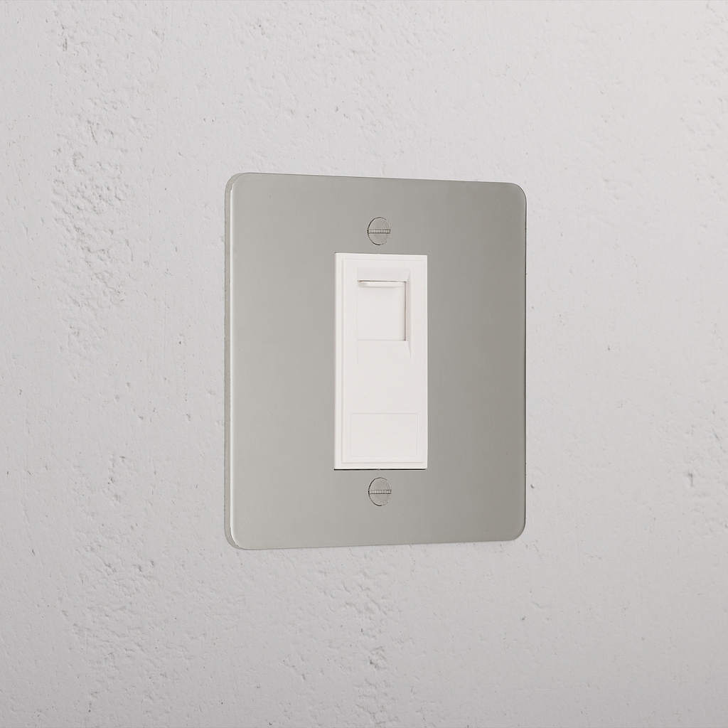 Designer Polished Nickel Cat6 Socket White