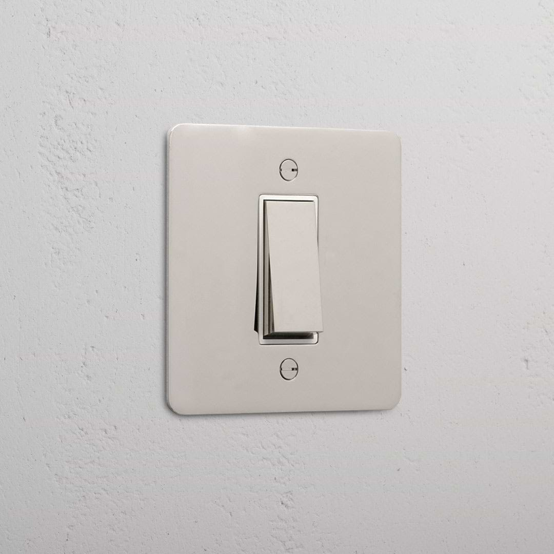 1G Retractive Rocker Switch - Polished Nickel White