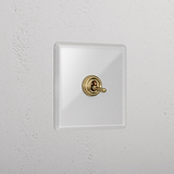 1G Retractive Toggle Switch - Clear Antique Brass