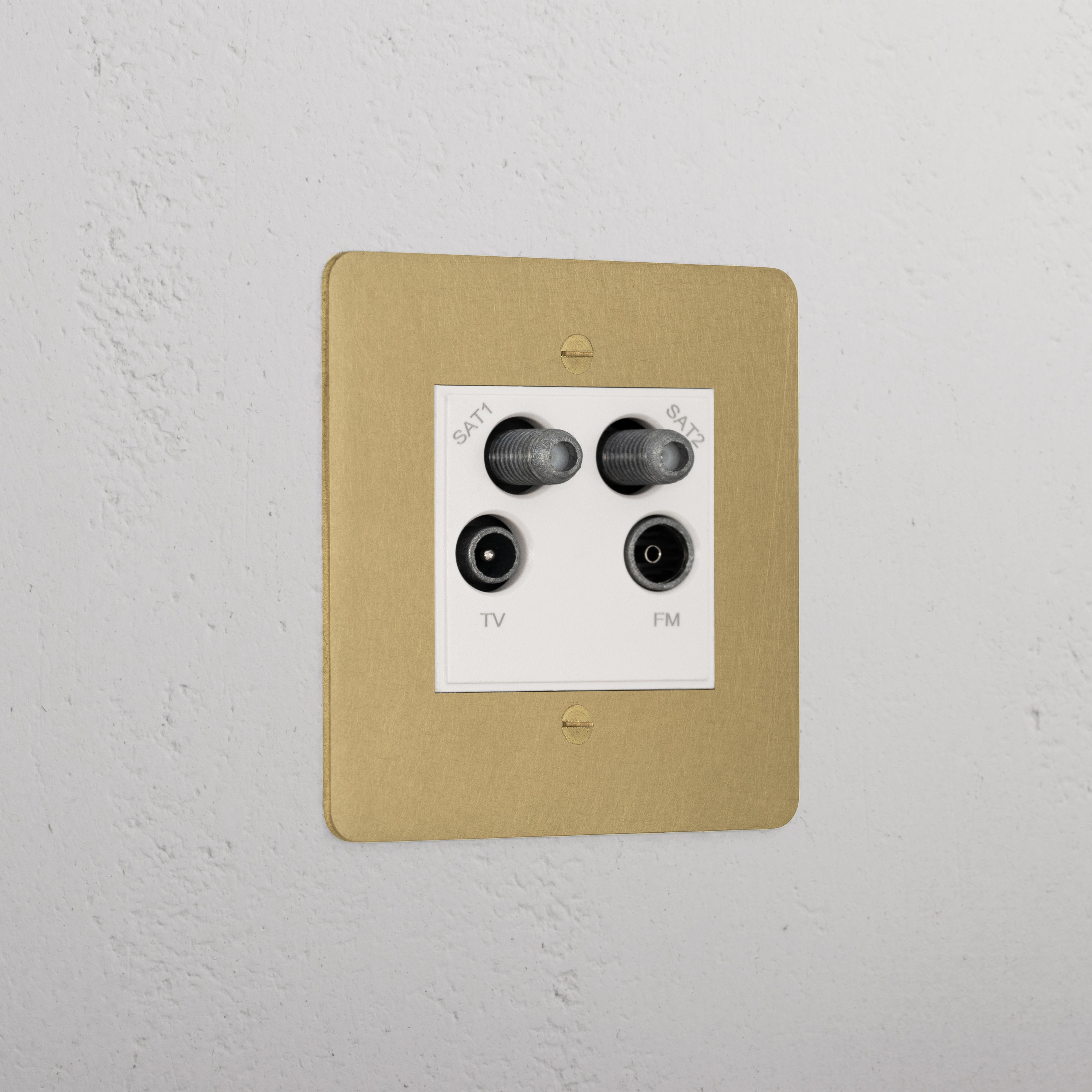 Luxury Antique Brass Aerial Socket White