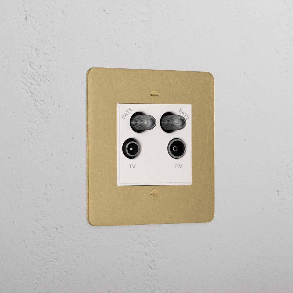Luxury Antique Brass Aerial Socket White