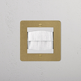 Antique Brass White Single Brush Plate for 1G Sockets and Modules, featuring a gold and silver design on a white base.