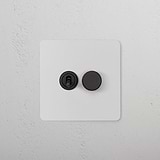 2G Mixed Switch 1T1D in paintable bronze finish; includes a toggle switch and dimmer on a customizable wall panel.