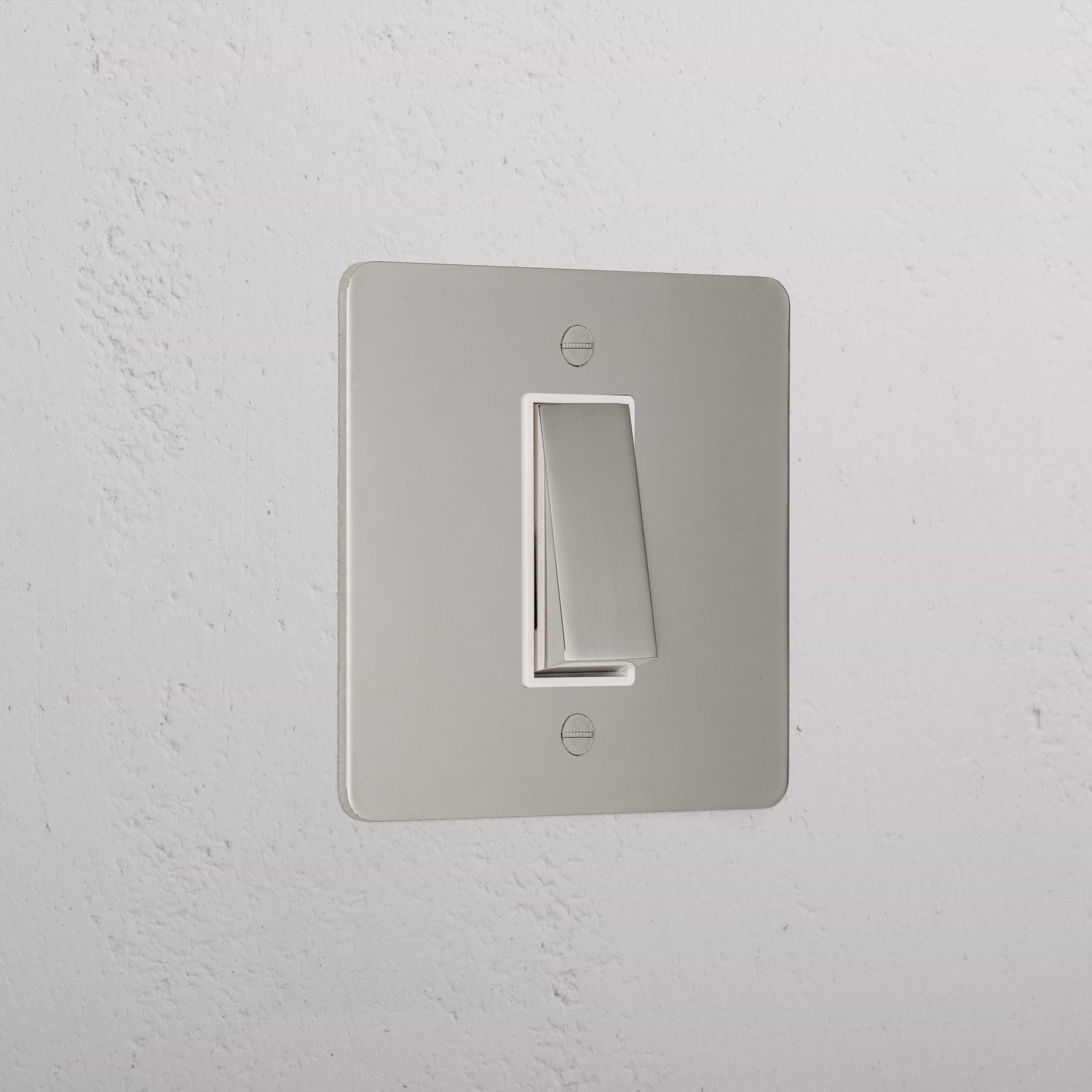 1G Retractive Rocker Switch - Polished Nickel White