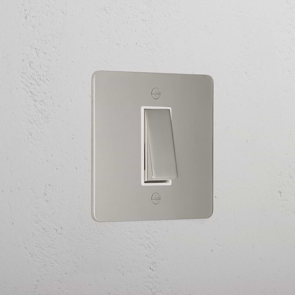 1G Retractive Rocker Switch - Polished Nickel White