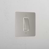 1G Retractive Rocker Switch - Polished Nickel White