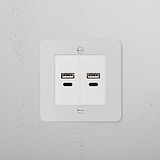 Paintable white 1G socket with 2x USB A+C ports for versatile charging.