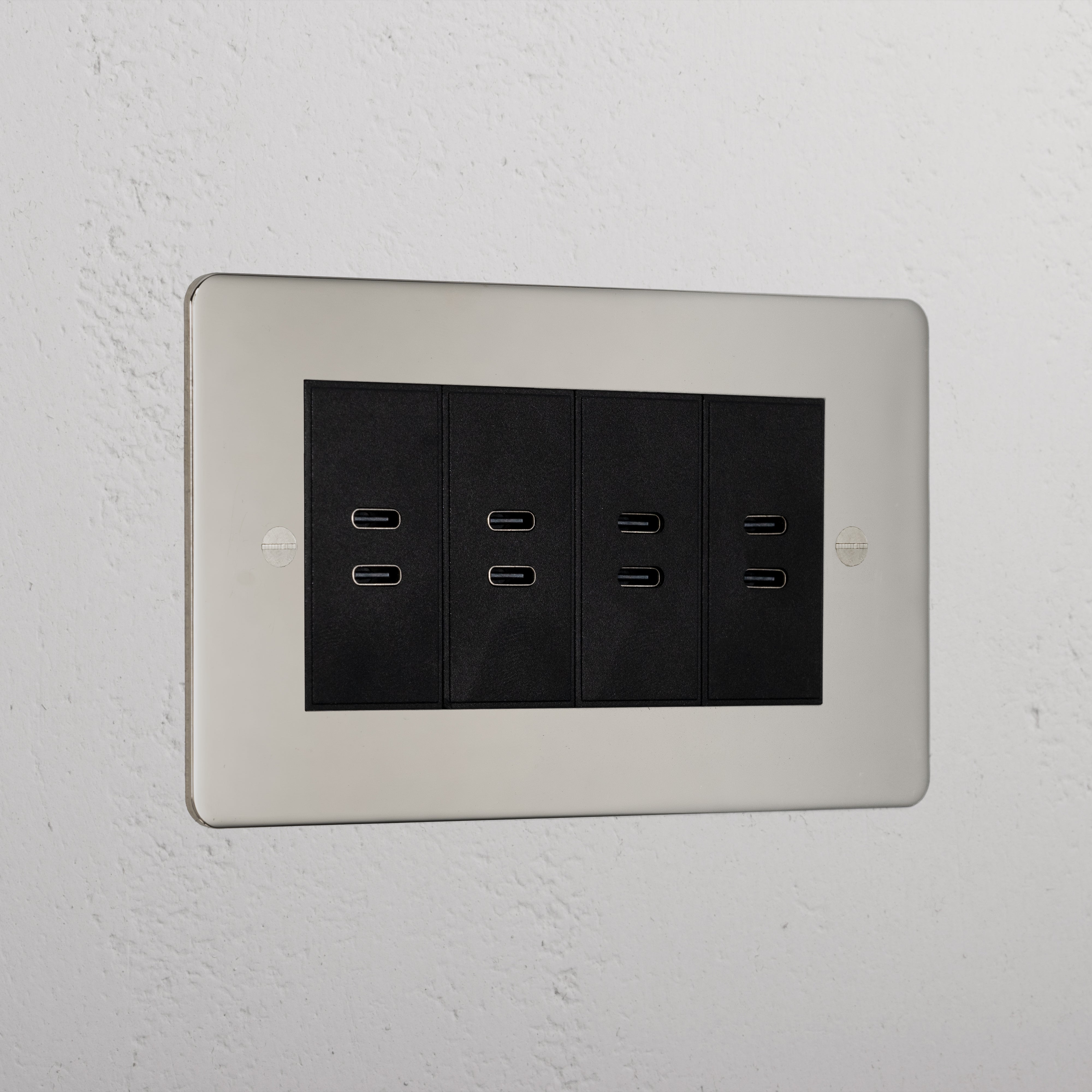 Premium Polished Nickel 8x Usb-C Ports Socket Black