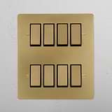 8G Two Way Rocker Switch in antique brass black with eight switches on a sleek wall plate.