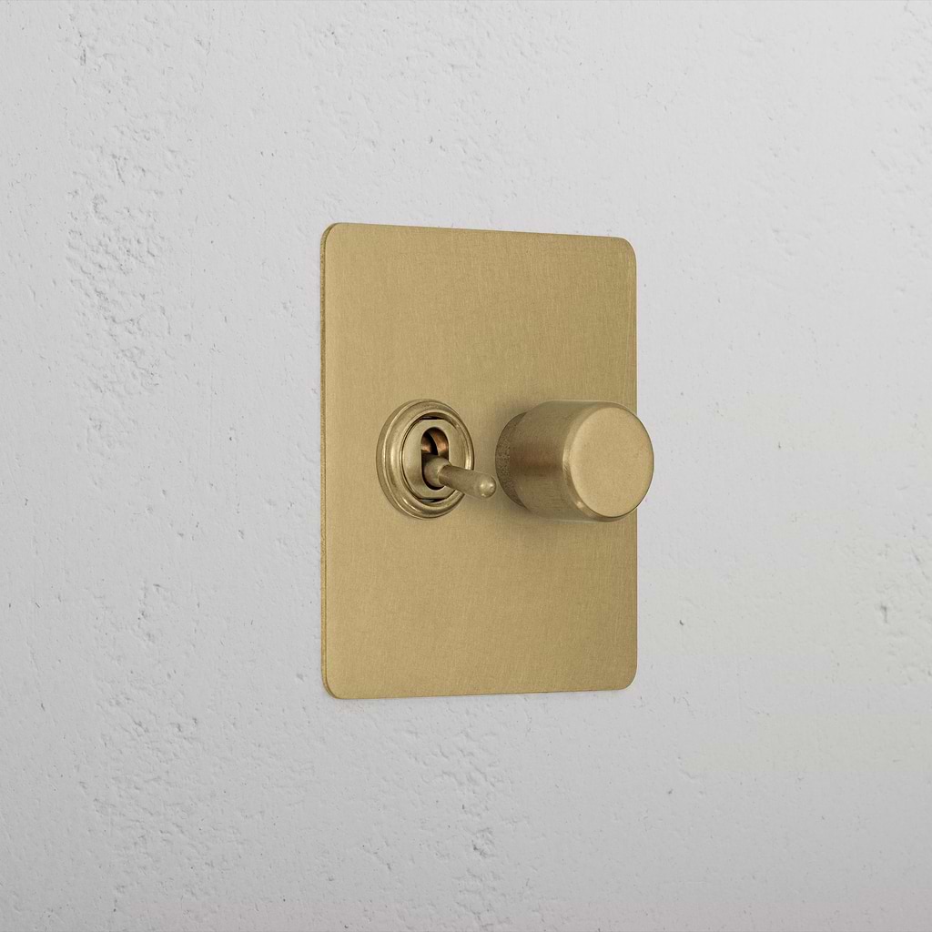 Premium Antique Brass Slimline 2 Gang Mixed Light Switch