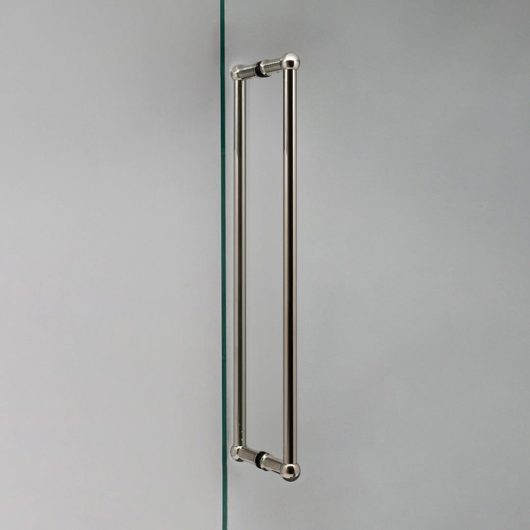 Polished Nickel Harper Double Pull Handle 500mm On White Background