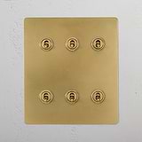 Vintage Antique Brass 6 Gang Toggle Switch Lifestyle