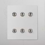 6G Two Way Toggle Switch in paintable polished nickel finish, featuring convenient two-row arrangement.