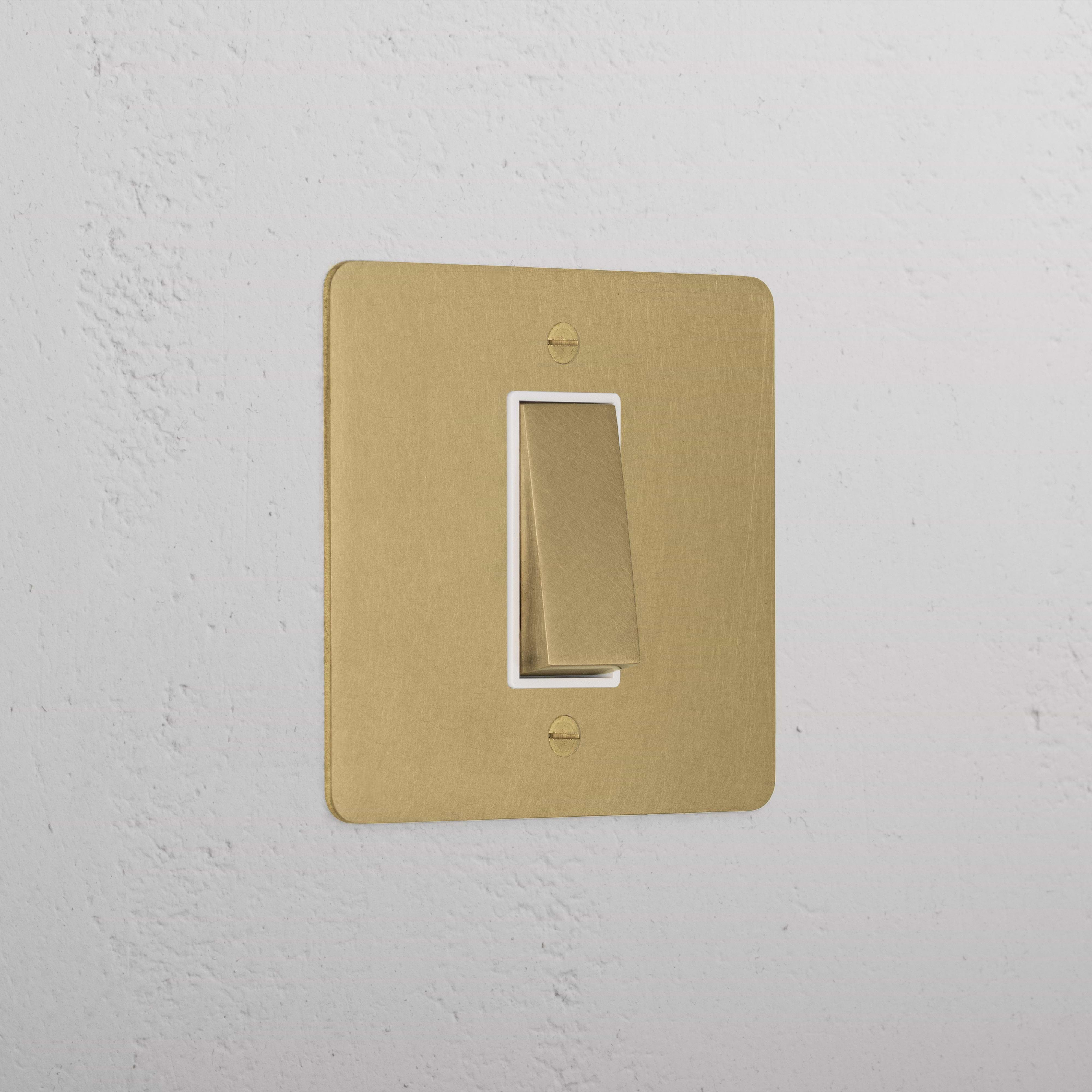 1G Retractive Rocker Switch - Antique Brass White